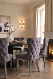 Margonia Dining Chair - Storm Grey with Pewter Legs - thumbnail 3