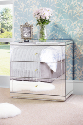 Flavia Mirrored Three Drawer Chest - thumbnail 3