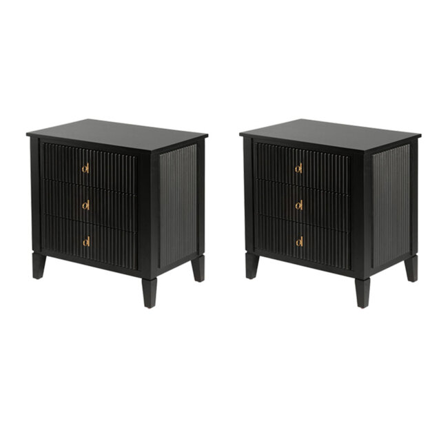 Set of 2 Heidi bedside tables - Black - Brass/Silver - image 1