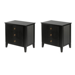 Set of 2 Heidi bedside tables - Black - Brass/Silver - thumbnail 1