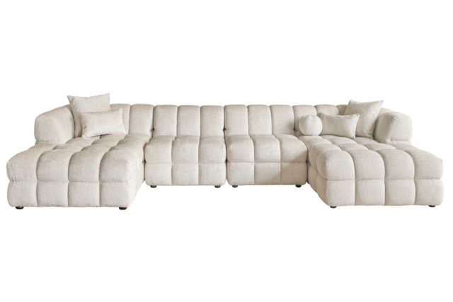 Berlin U-Shaped Corner Sofa – Light Taupe Chenille - image 1