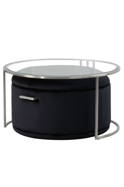 Aria Silver Coffee Table and Storage Ottoman Black - Set - image 1