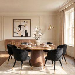 Bellucci Circles Dining Chair - Black - Brass Caps - thumbnail 2