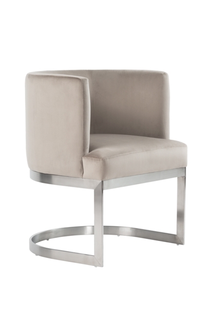 Lasco Dining Chair – Taupe - Brushed Stainless Steel Base - image 1
