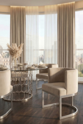 Lasco Dining Chair – Taupe - Brushed Stainless Steel Base - thumbnail 3