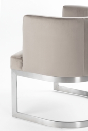 Lasco Dining Chair – Taupe - Brushed Stainless Steel Base - thumbnail 6