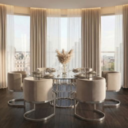 Lasco Dining Chair – Taupe - Brushed Stainless Steel Base - thumbnail 2