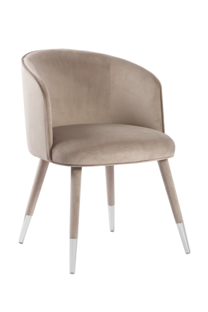 Bellucci Dining Chair - Taupe - Silver Caps - image 1