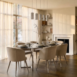 Bellucci Dining Chair - Taupe - Silver Caps - thumbnail 2