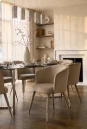 Bellucci Dining Chair - Taupe - Silver Caps - thumbnail 3