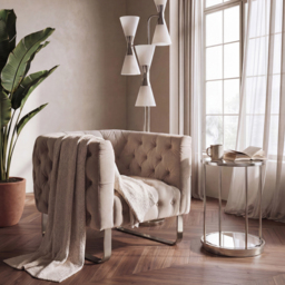 "Grosvenor Armchair - Taupe - Brushed Silver " - thumbnail 2