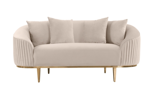 Ella Two Seat Sofa - Chalk - Brass Base - image 1