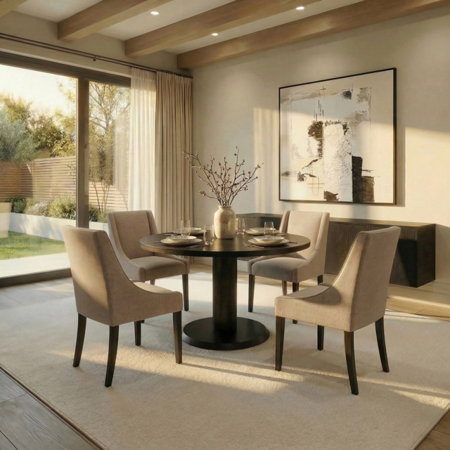 Sia 4-6 Seat Dining Table and 4 Chatsworth Dining Chairs - Taupe - image 1