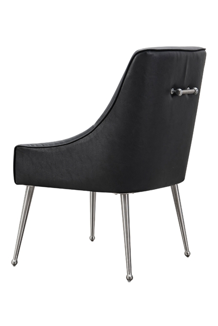 Mason Dining Chair Black Faux Leather - Brushed Silver Legs - image 1