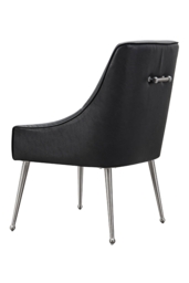 Mason Dining Chair Black Faux Leather - Brushed Silver Legs - thumbnail 1
