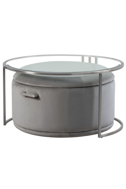 Aria Silver Coffee Table and Storage Ottoman Dove Grey - Set - image 1