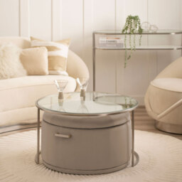 Aria Silver Coffee Table and Storage Ottoman Dove Grey - Set - thumbnail 2