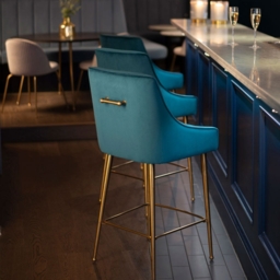 Mason Bar Stool - Peacock - Brushed Gold Legs - thumbnail 2