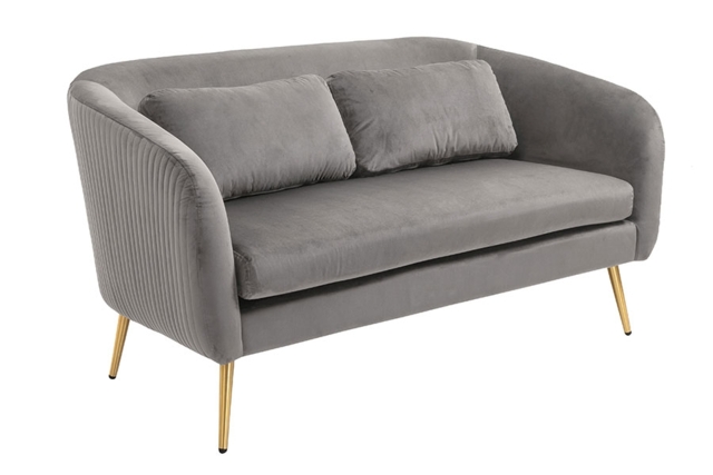 Roanna Two Seat Sofa - Dove Grey - Silver + Brass Legs - image 1