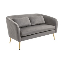 Roanna Two Seat Sofa - Dove Grey - Silver + Brass Legs - thumbnail 9