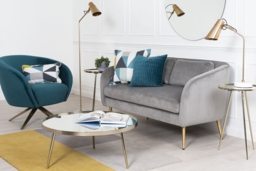 Roanna Two Seat Sofa - Dove Grey - Silver + Brass Legs - thumbnail 2
