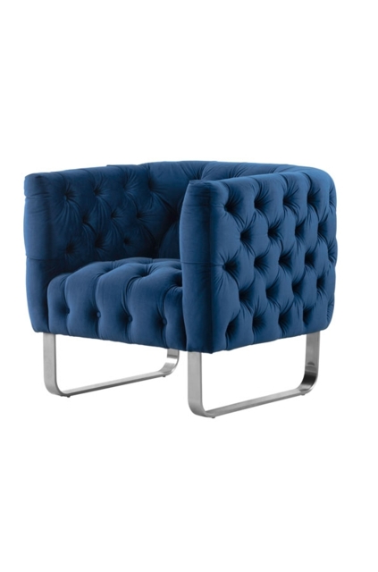 Grosvenor Armchair - Navy Blue - Brushed Silver - image 1
