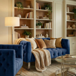 Grosvenor Armchair - Navy Blue - Brushed Silver - thumbnail 3