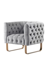 Grosvenor Armchair - Dove Grey - Brushed Brass - thumbnail 1