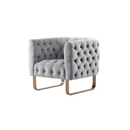 Grosvenor Armchair - Dove Grey - Brushed Brass - thumbnail 6