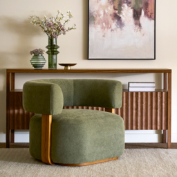 "Pax Accent chair Sage Green – Chestnut " - thumbnail 2