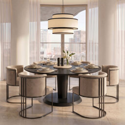 Aria Dining Chair - Taupe - Black Frame - thumbnail 2
