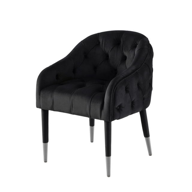 Sophia Dining Chair - Black - Silver Caps - image 1