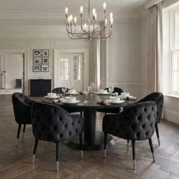 Sophia Dining Chair - Black - Silver Caps - thumbnail 2