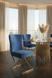 "Wexler Dining Chair Navy -Brass Base  " - thumbnail 2
