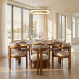Jolie Dining Chair – Light taupe – Chestnut Frame - thumbnail 2