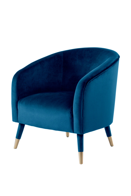 Bellucci Armchair - Navy Blue - Brass Caps - image 1