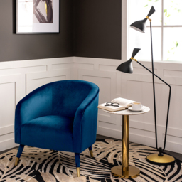 Bellucci Armchair - Navy Blue - Brass Caps - thumbnail 2