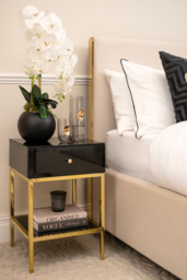 Stiletto Black Glass and Brass Side Table - thumbnail 2