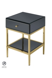 Stiletto Black Glass and Brass Side Table