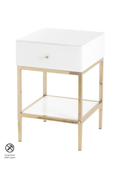 Stiletto White Glass and Brass Side Table - image 1