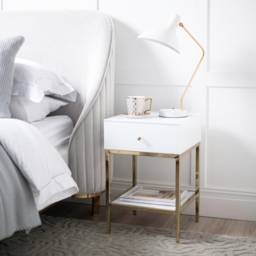 Stiletto White Glass and Brass Side Table - thumbnail 3