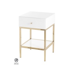 Stiletto White Glass and Brass Side Table - thumbnail 4