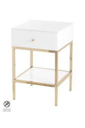 Stiletto White Glass and Brass Side Table - thumbnail 1