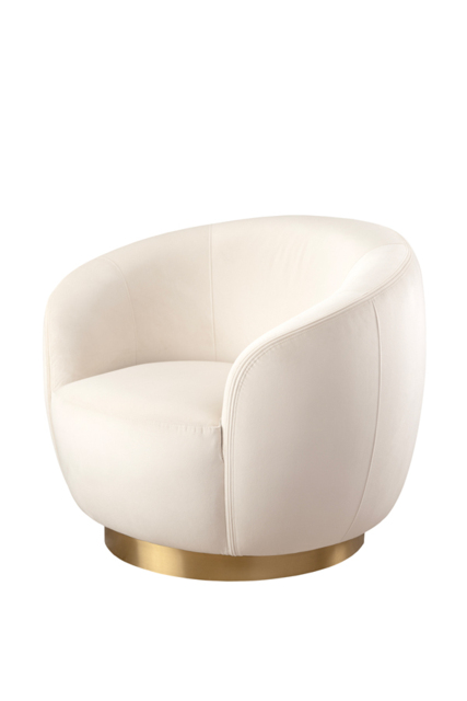 "Equinox Armchair – Chalk – Brushed Brass Base " - image 1