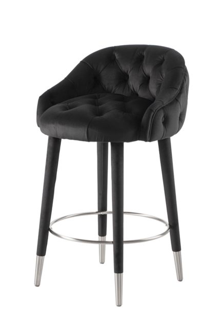 Sophia Counter Stool - Black - Silver Caps - image 1