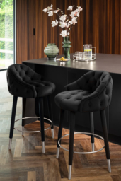 Sophia Counter Stool - Black - Silver Caps - thumbnail 2