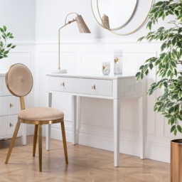 Set of 2 Heidi bedside tables and  dressing console -White -Brass/Silver - thumbnail 4