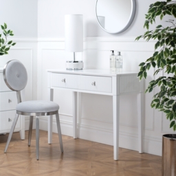 Set of 2 Heidi bedside tables and  dressing console -White -Brass/Silver - thumbnail 5
