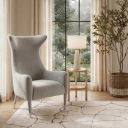 "Delta Armchair Dove Grey – Brushed Silver " - thumbnail 2
