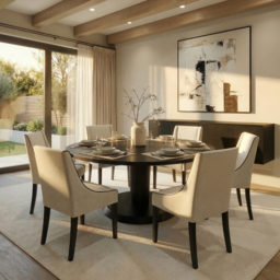 Sia 6-8 Seat Black Dining Table and 6 Chatsworth Dining Chairs - thumbnail 1